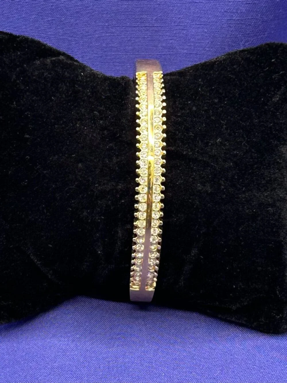 VTG Roman Gold-Tone Crystal Hinged Bracelet
